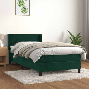 vidaXL Boxspring met matras fluweel donkergroen 100x200 cm