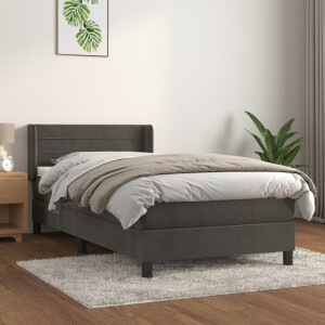 vidaXL Boxspring met matras fluweel donkergrijs 90x200 cm