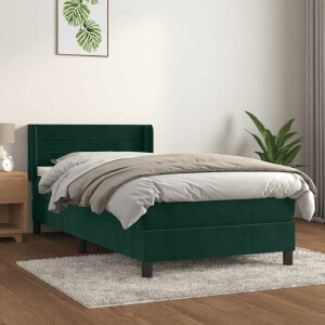 vidaXL Boxspring met matras fluweel donkergroen 100x200 cm