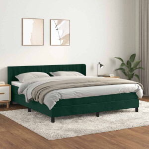 vidaXL Boxspring met matras fluweel donkergroen 160x200 cm