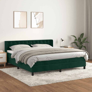 vidaXL Boxspring met matras fluweel donkergroen 160x200 cm