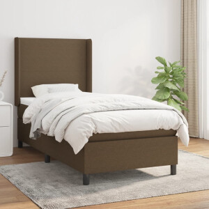 vidaXL Boxspring met matras stof donkerbruin 80x200 cm