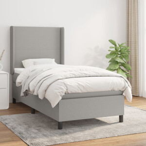vidaXL Boxspring met matras stof lichtgrijs 90x190 cm