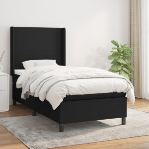 vidaXL Boxspring met matras stof zwart 90x200 cm