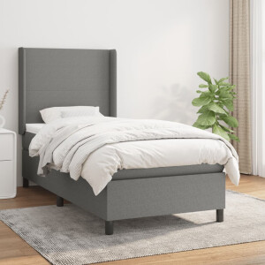 vidaXL Boxspring met matras stof donkergrijs 100x200 cm
