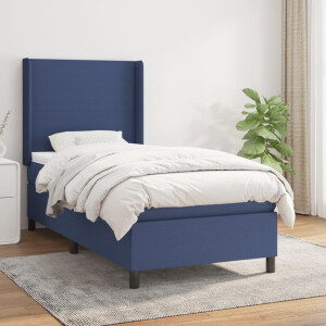 vidaXL Boxspring met matras stof blauw 100x200 cm