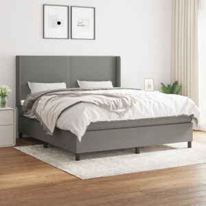 vidaXL Boxspring met matras stof donkergrijs 180x200 cm