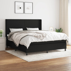 vidaXL Boxspring met matras stof zwart 180x200 cm