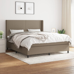 vidaXL Boxspring met matras stof taupe 180x200 cm
