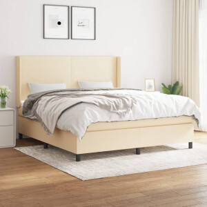 vidaXL Boxspring met matras stof crèmekleurig 180x200 cm