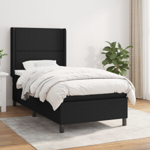 vidaXL Boxspring met matras stof zwart 90x200 cm