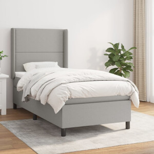 vidaXL Boxspring met matras stof lichtgrijs 100x200 cm
