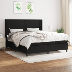 vidaXL Boxspring met matras stof zwart 180x200 cm