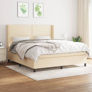 vidaXL Boxspring met matras stof crèmekleurig 180x200 cm