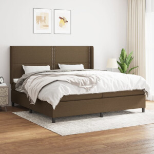 vidaXL Boxspring met matras stof donkerbruin 200x200 cm
