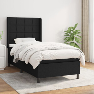 vidaXL Boxspring met matras stof zwart 90x200 cm