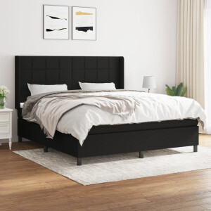 vidaXL Boxspring met matras stof zwart 160x200 cm