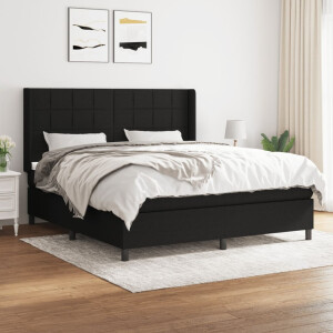 vidaXL Boxspring met matras stof zwart 180x200 cm
