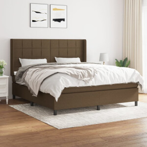 vidaXL Boxspring met matras stof donkerbruin 180x200 cm