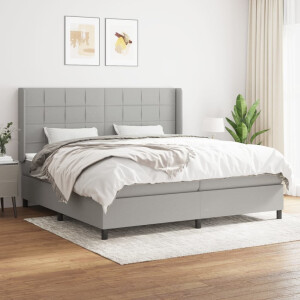 vidaXL Boxspring met matras stof lichtgrijs 200x200 cm