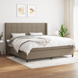 vidaXL Boxspring met matras stof taupe 200x200 cm