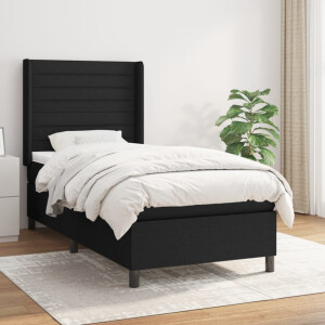 vidaXL Boxspring met matras stof zwart 80x200 cm