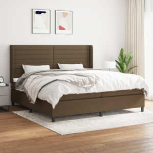 vidaXL Boxspring met matras stof donkerbruin 200x200 cm