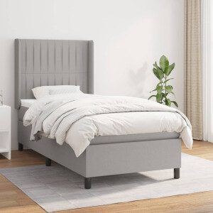 vidaXL Boxspring met matras stof lichtgrijs 80x200 cm