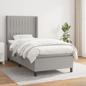 vidaXL Boxspring met matras stof lichtgrijs 90x190 cm