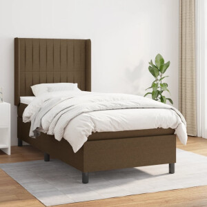vidaXL Boxspring met matras stof donkerbruin 90x190 cm