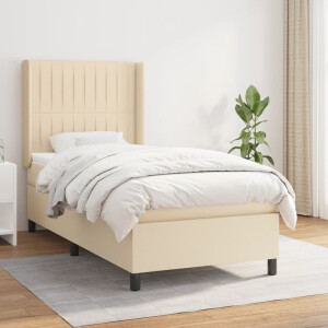 vidaXL Boxspring met matras stof crèmekleurig 90x190 cm