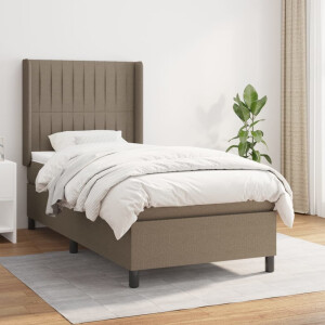 vidaXL Boxspring met matras stof taupe 100x200 cm