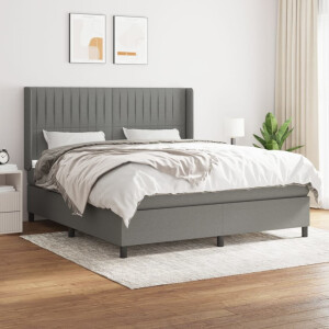 vidaXL Boxspring met matras stof donkergrijs 160x200 cm