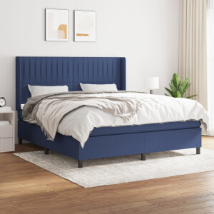 vidaXL Boxspring met matras stof blauw 160x200 cm