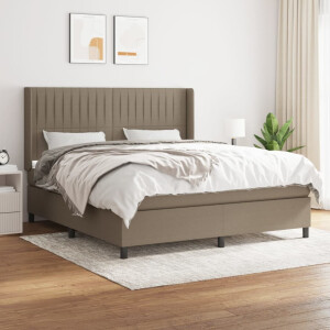 vidaXL Boxspring met matras stof taupe 180x200 cm