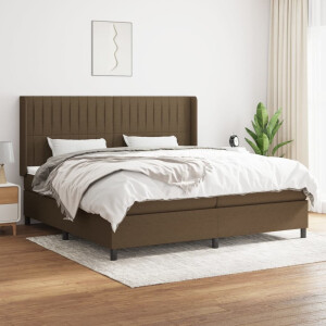 vidaXL Boxspring met matras stof donkerbruin 200x200 cm