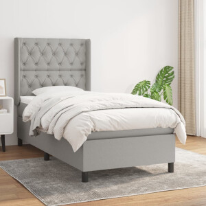 vidaXL Boxspring met matras stof lichtgrijs 80x200 cm