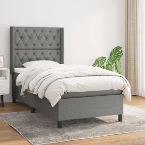 vidaXL Boxspring met matras stof donkergrijs 80x200 cm