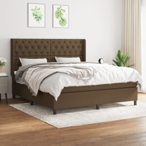 vidaXL Boxspring met matras stof donkerbruin 160x200 cm