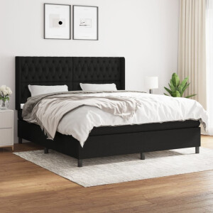 vidaXL Boxspring met matras stof zwart 180x200 cm