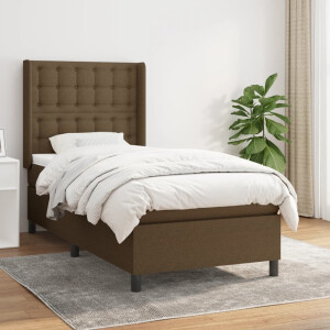 vidaXL Boxspring met matras stof donkerbruin 80x200 cm