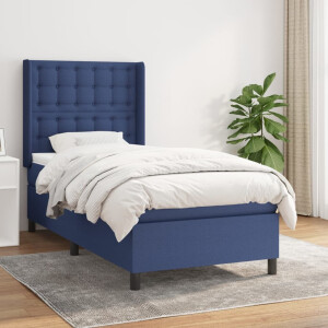 vidaXL Boxspring met matras stof blauw 80x200 cm