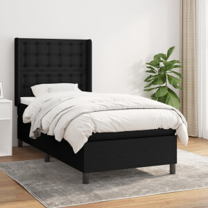 vidaXL Boxspring met matras stof zwart 100x200 cm