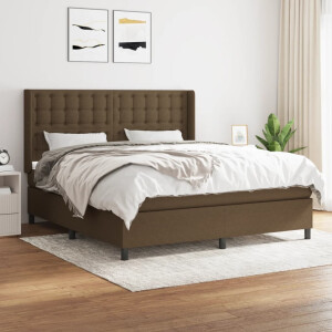 vidaXL Boxspring met matras stof donkerbruin 160x200 cm