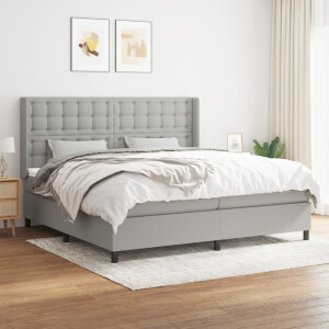 vidaXL Boxspring met matras stof lichtgrijs 200x200 cm