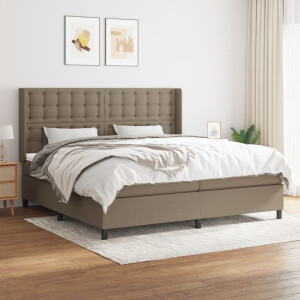 vidaXL Boxspring met matras stof taupe 200x200 cm
