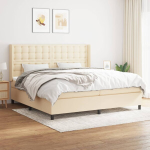 vidaXL Boxspring met matras stof crèmekleurig 200x200 cm