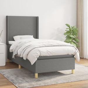 vidaXL Boxspring met matras stof donkergrijs 80x200 cm