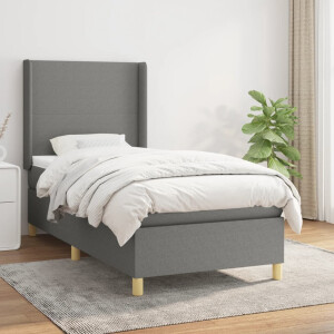 vidaXL Boxspring met matras stof donkergrijs 90x190 cm