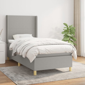 vidaXL Boxspring met matras stof lichtgrijs 100x200 cm